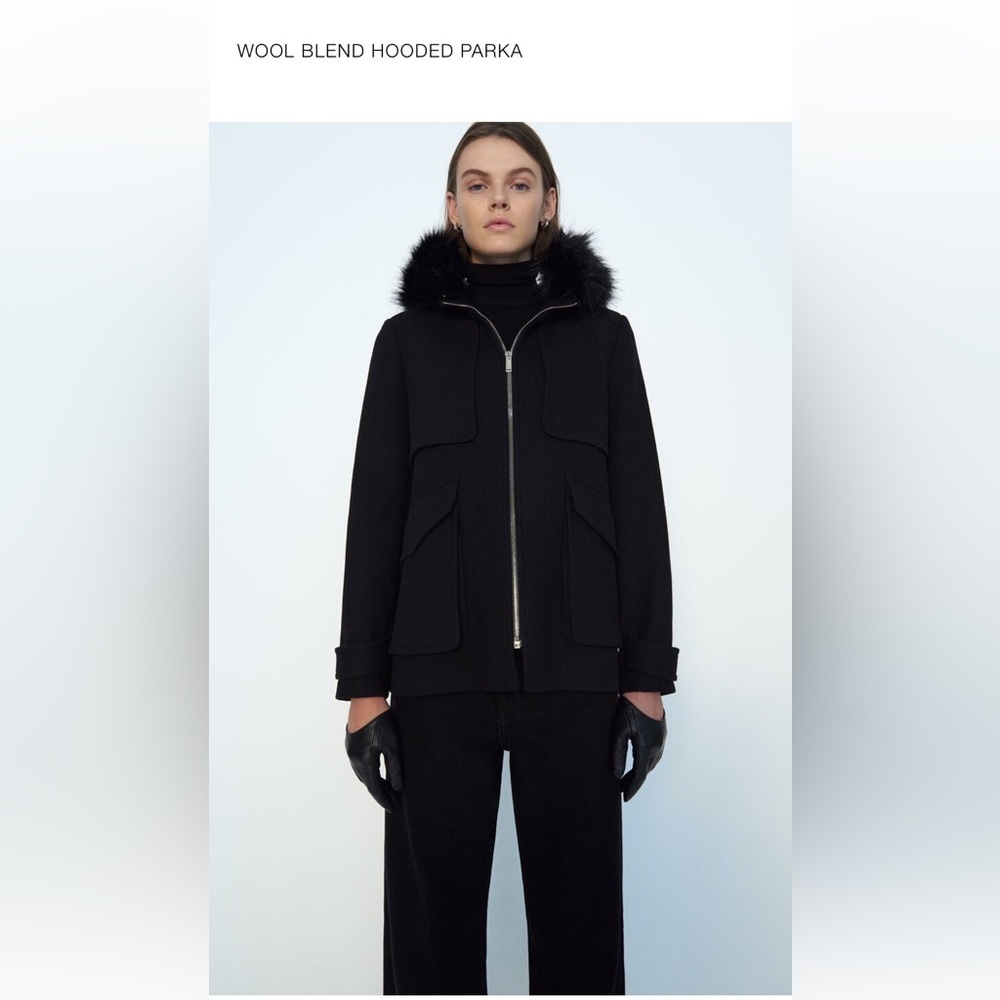 Zara Wool Blend Hooded Parka